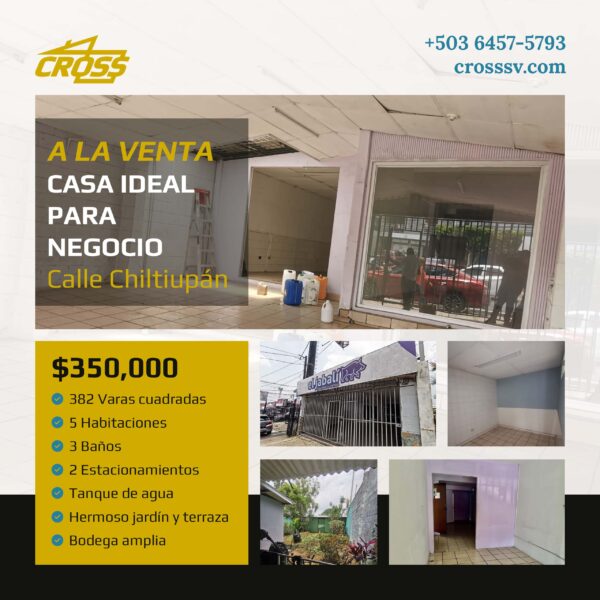 Casa Ideal para Negocio en Calle Chiltiupán