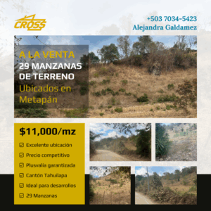 VENDIDAS -- 29 manzanas ubicadas en Metapán, Ideal para desarrollos residenciales