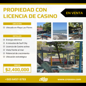 Propiedad exclusiva con licencia de Casino en Playa Las Flores
