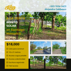 VENDIDO - Solar a 2 cuadras de la autopista de Comalapa, Santiago Nonualco